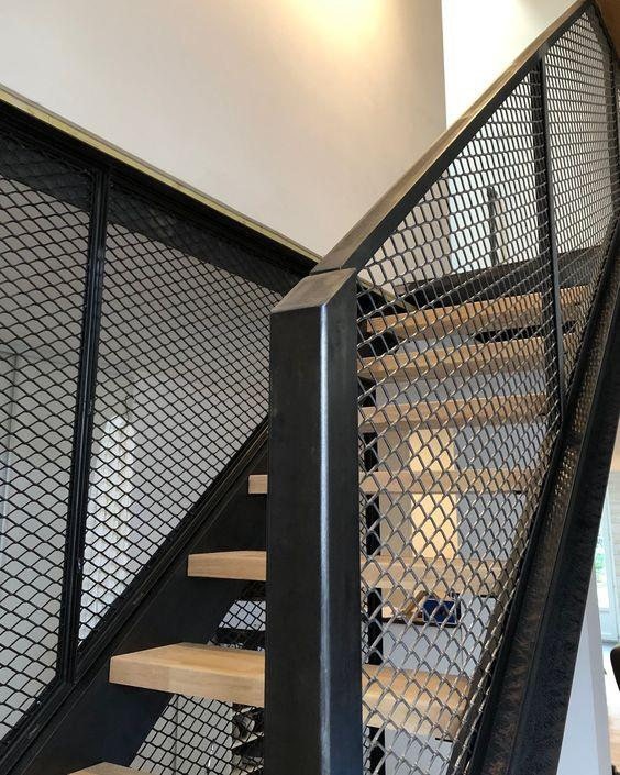Alu expanded metal balustrade railing infill panels for stairs